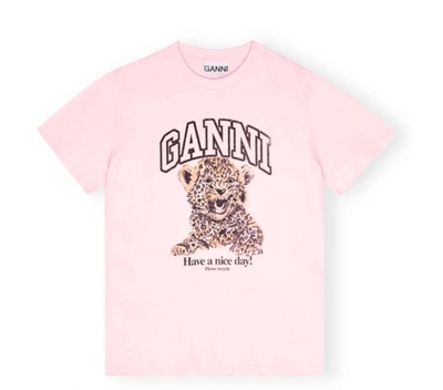 Camiseta Ganni pink leopard